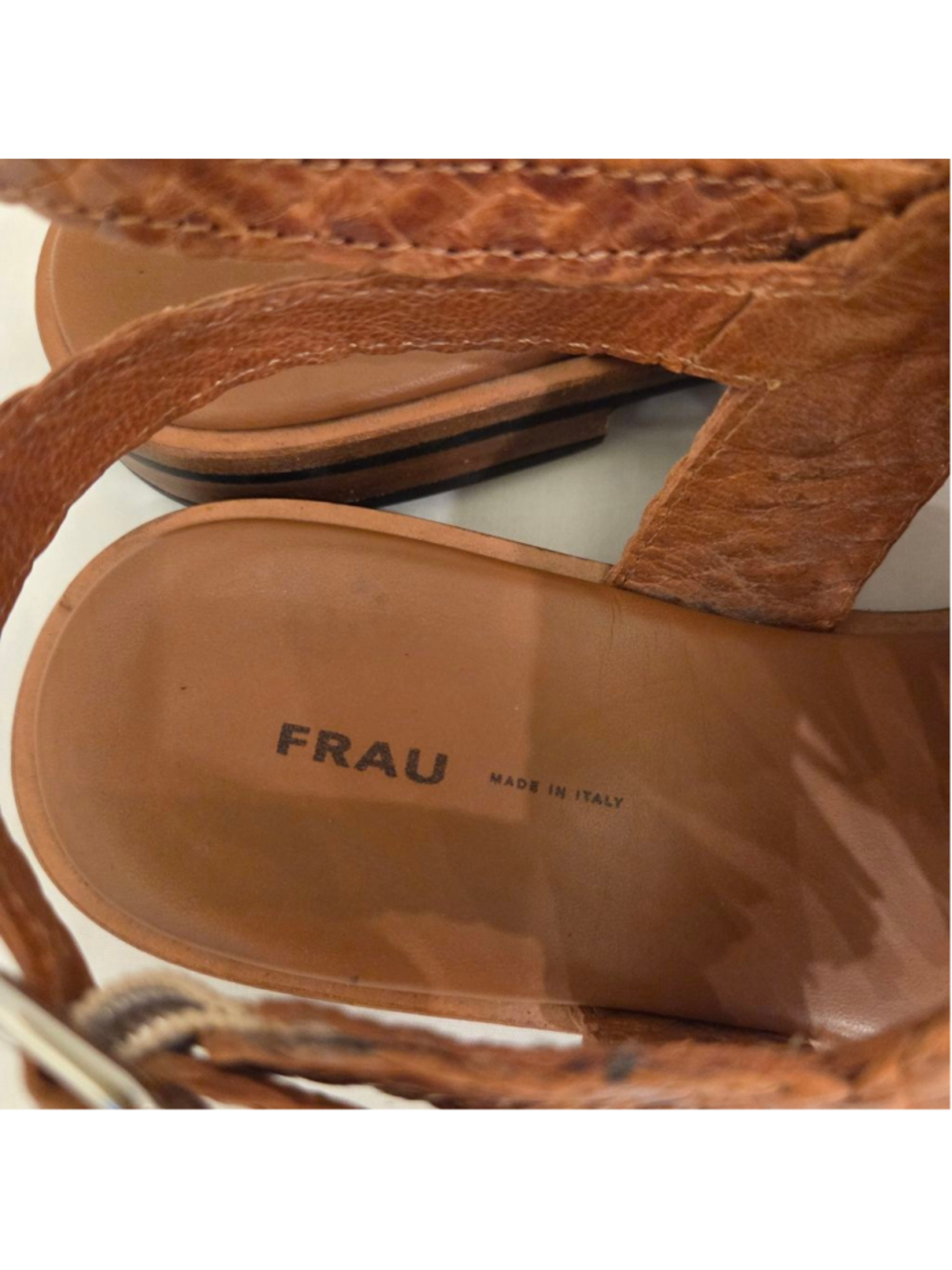 Women's FRAU Brown and White Tassel Sandals Size 8.5 - Picture 6 of 9